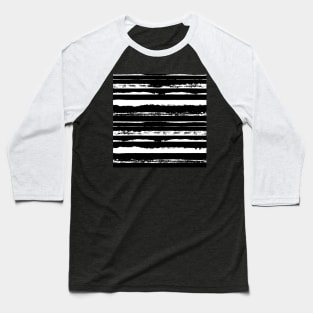 Black and White Summer Stripes Baseball T-Shirt